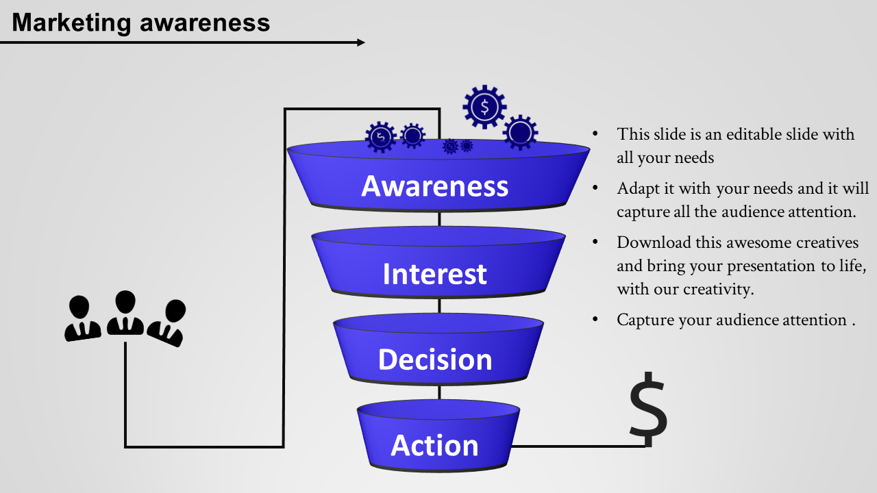 sales funnel presentation-marketing  -awareness-4-blue
